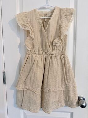 Chelsea & Violet Ivory Lace Trim Tiered Romper